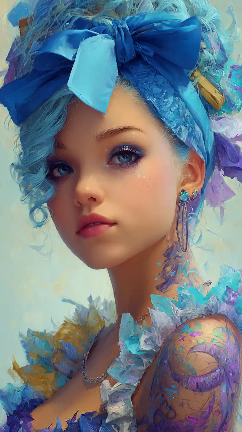Melancholic girl portrait with artistic makeup and tattoos