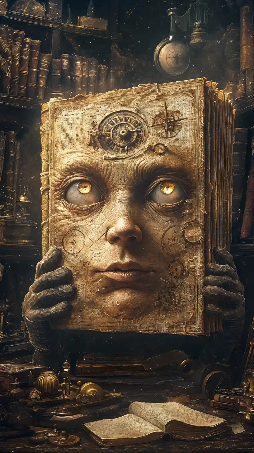 Anthropomorphic Ancient Book In A Mystical Scholar Study