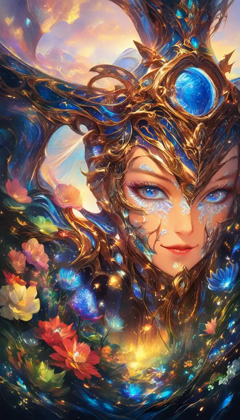 穿著花卉風格 Lele 靈感服裝的俏皮女孩特寫肖像