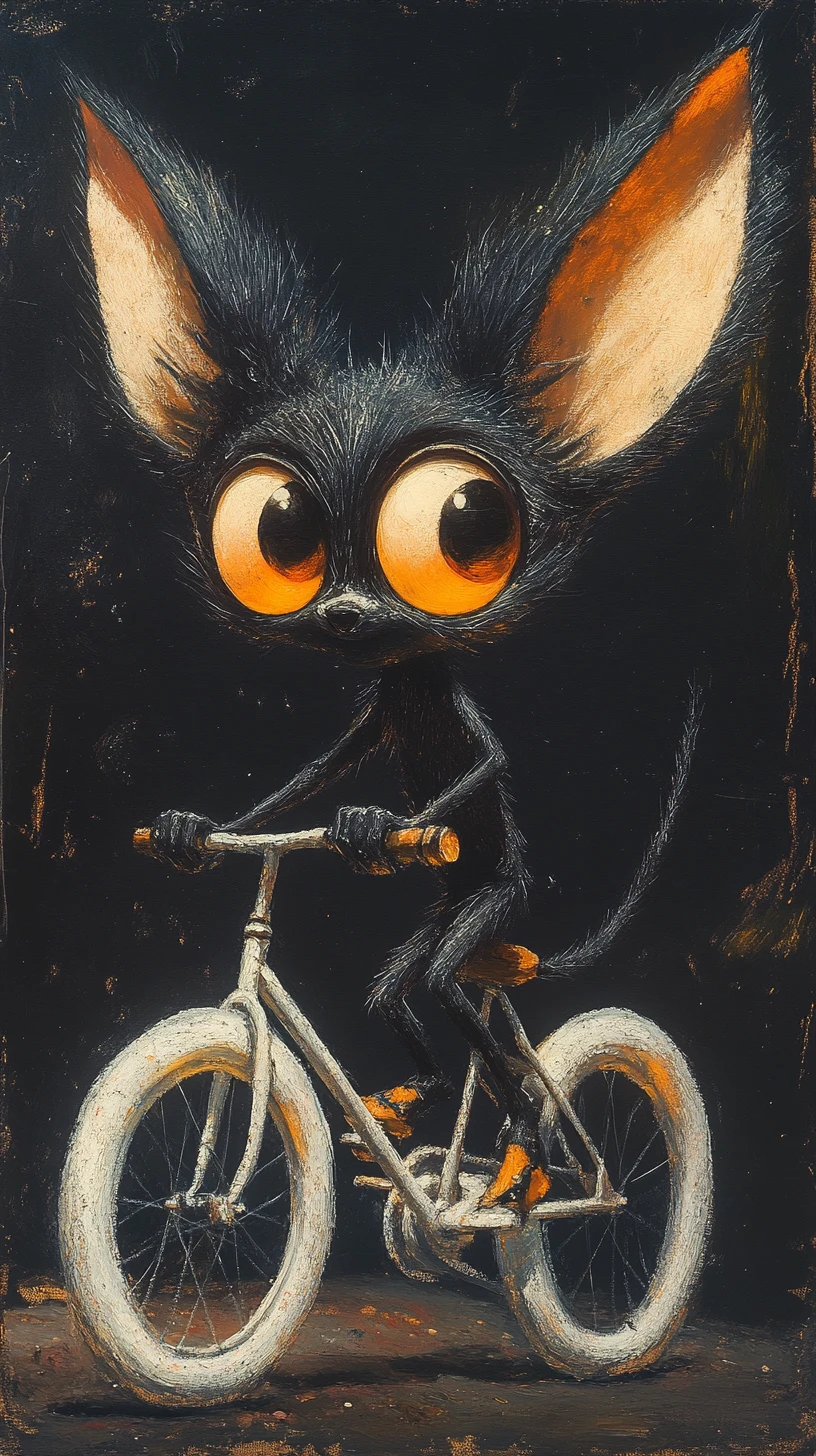Pop art illustration of a cartoon fennec fox on a bike
