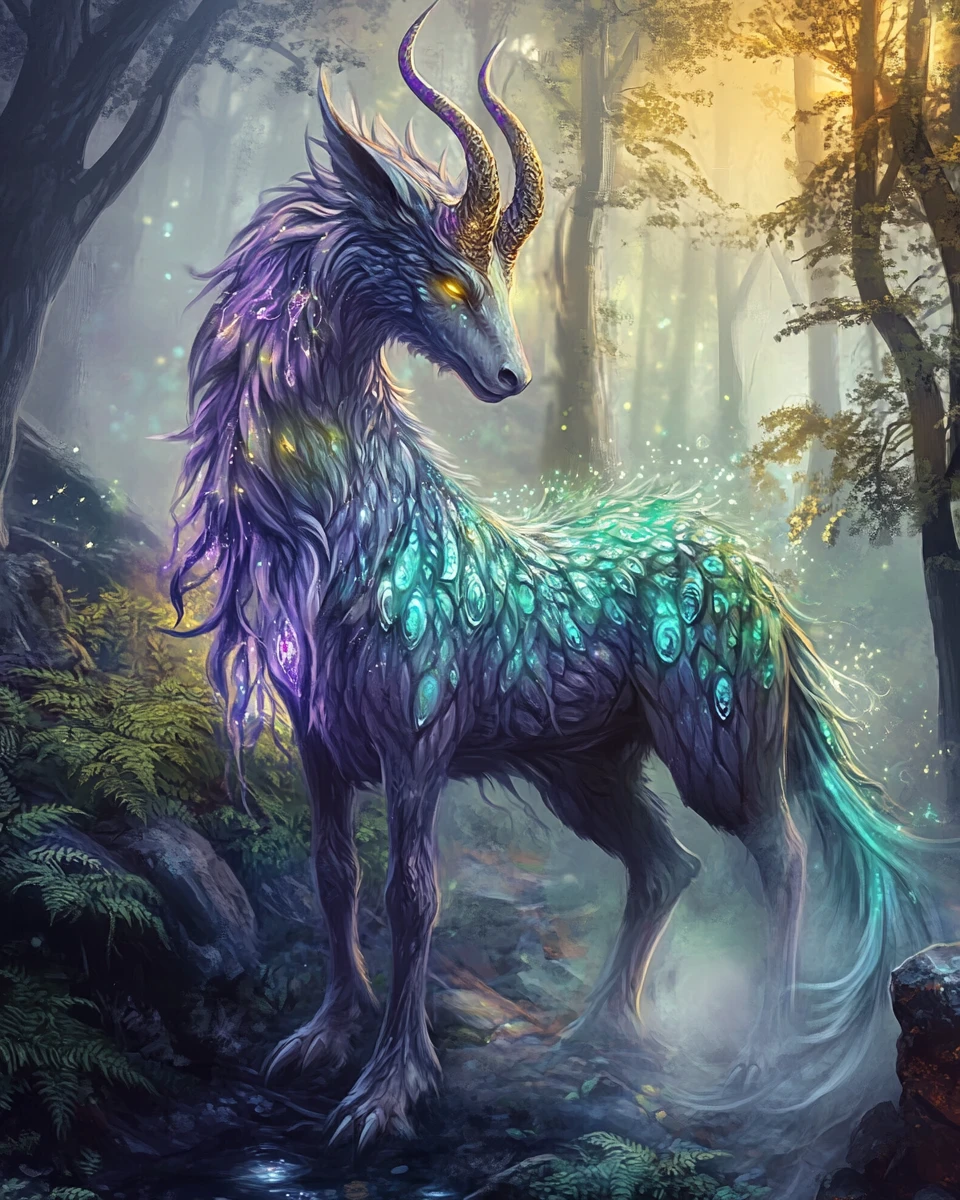 從迷霧魔幻森林中現身的莊嚴麒麟