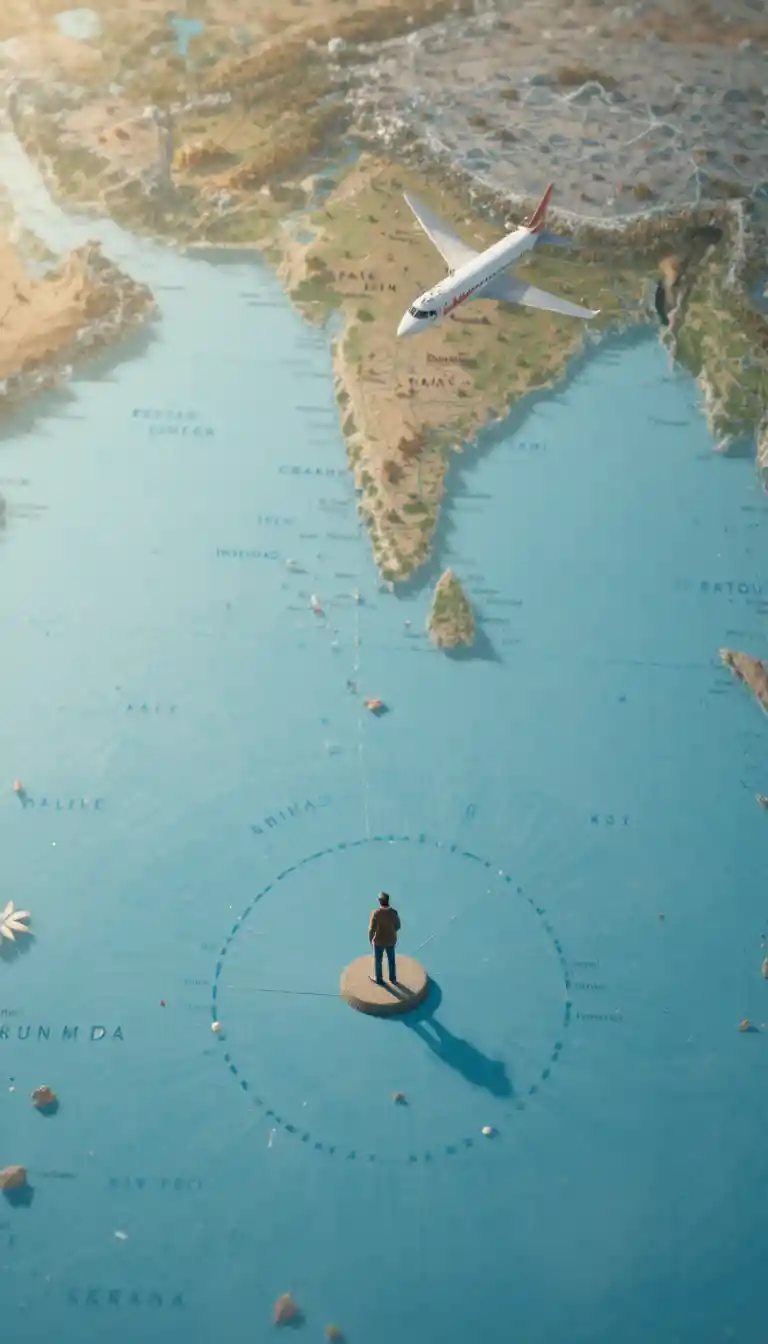 Airplane Route From India To Portugal On Emotional World Map