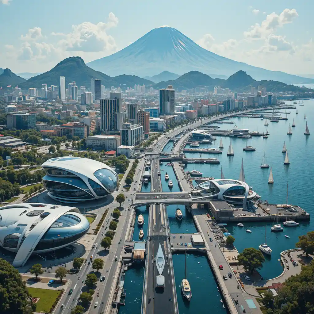 Futuristic Aerial View Of Naples Coastal Cityscape