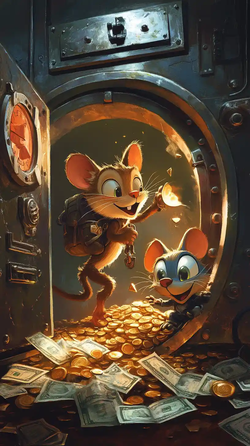 Greedy Cat And Masked Mouse Sneak Into Bank Vault