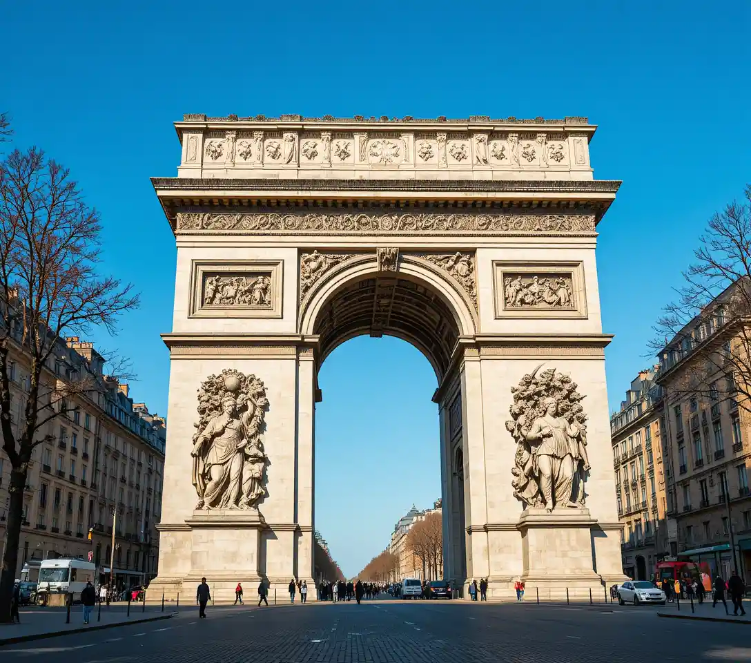 Monument de l'Arc de Triomphe à Paris par temps clair