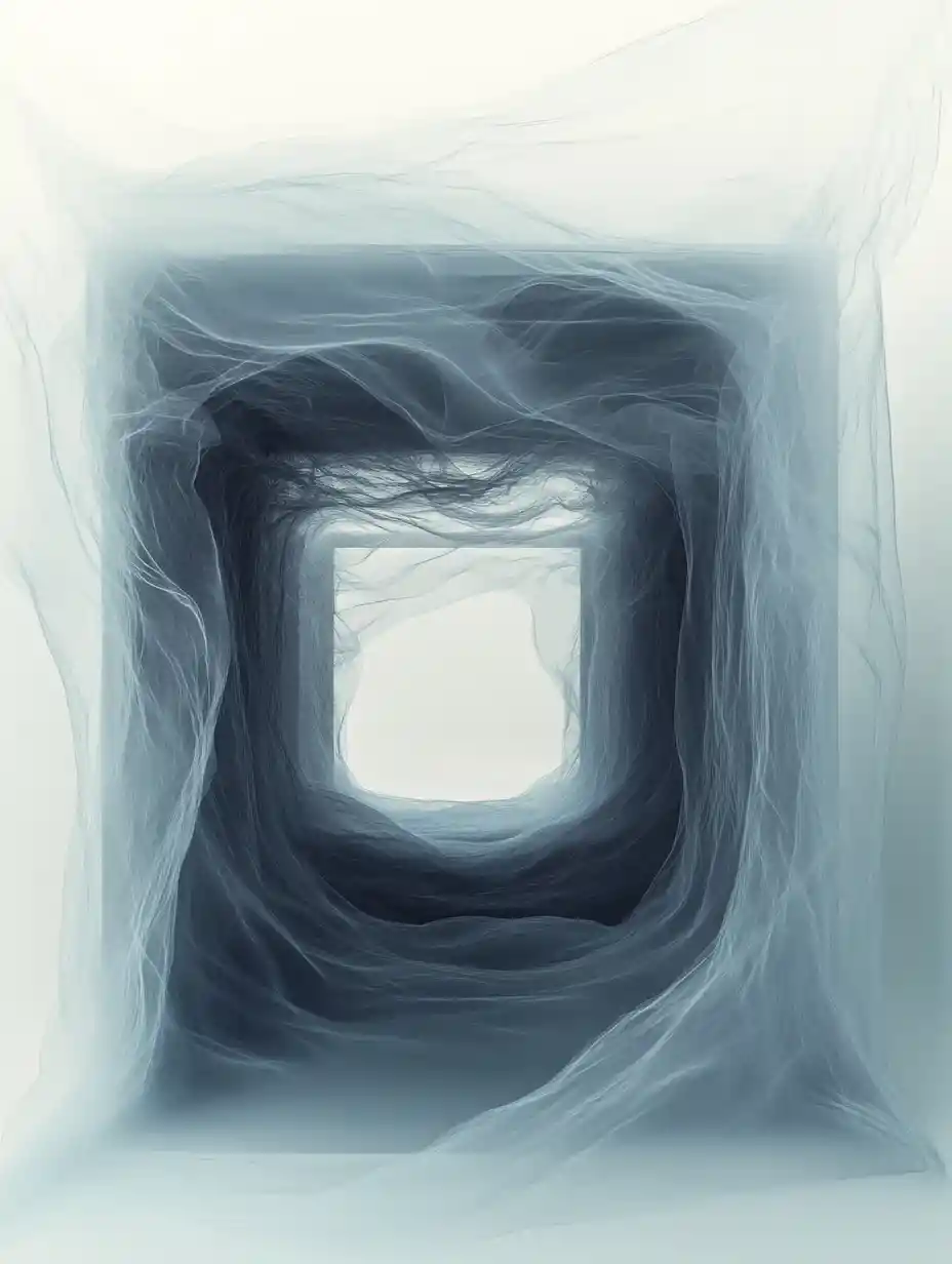 Minimal abstract visualization of a lone point in virtual space