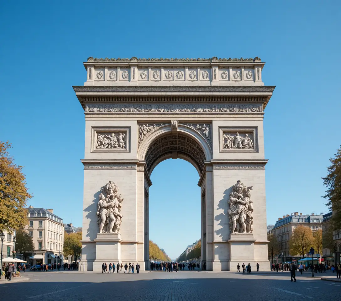 Arc de Triomphe in Paris under clear daytime sky