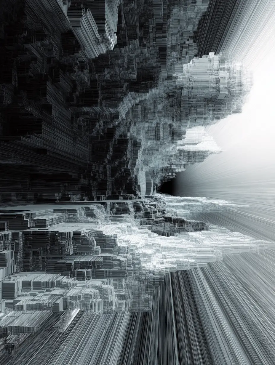 Abstract Void With Floating Computational Structures And Fields