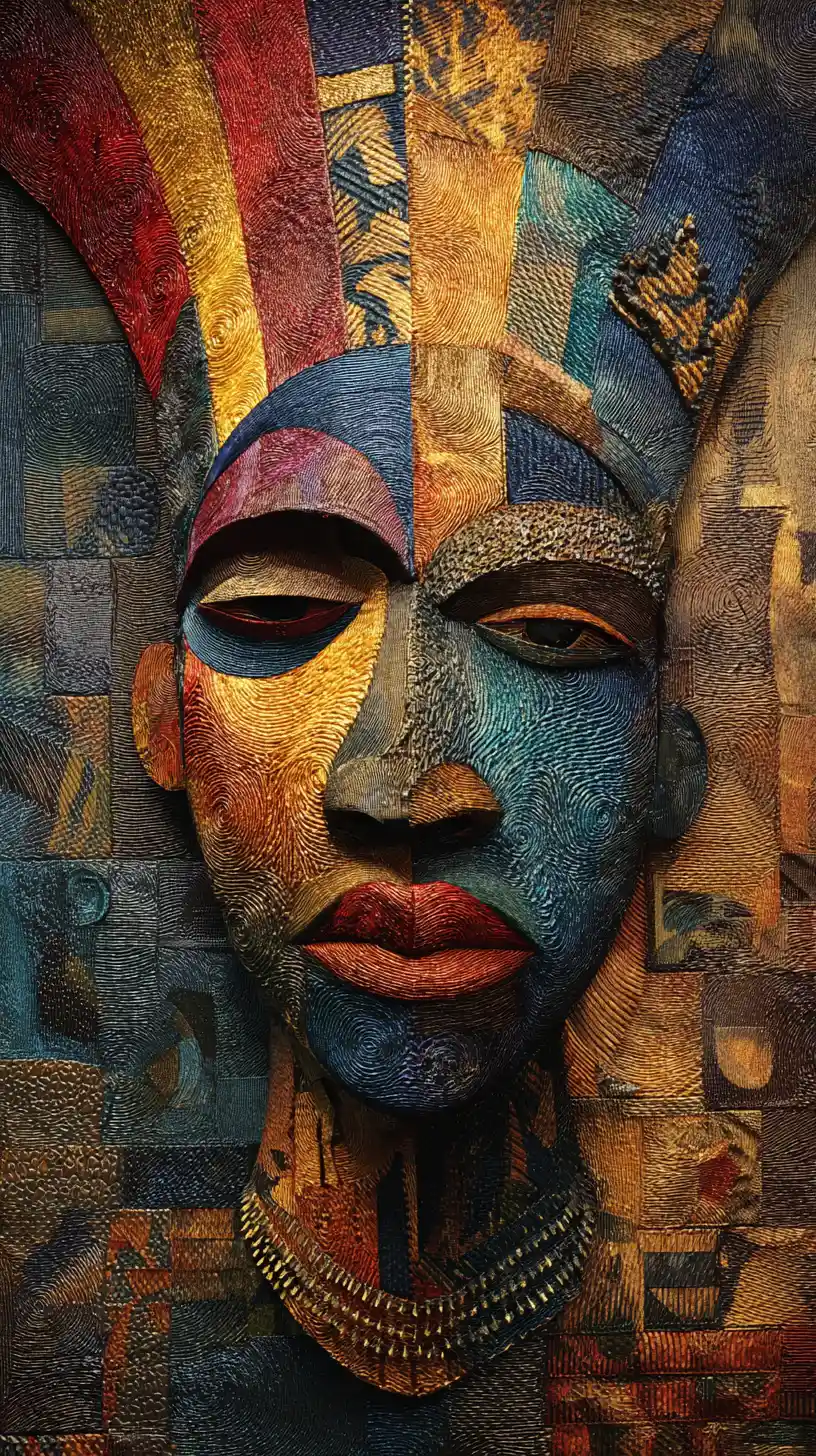 Surreal 3D portrait of an African mythical shaman figure