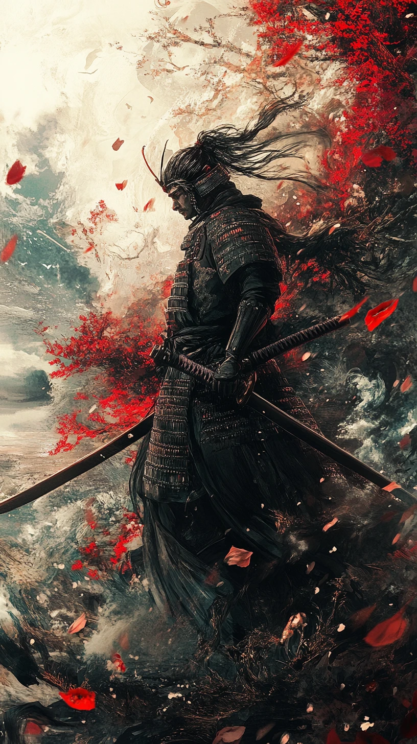 Surreal samurai in a dark fairytale fantasy world