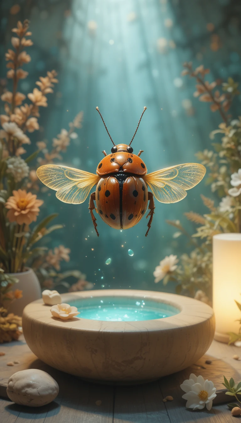 Warm watercolor ladybug in soft comforting light