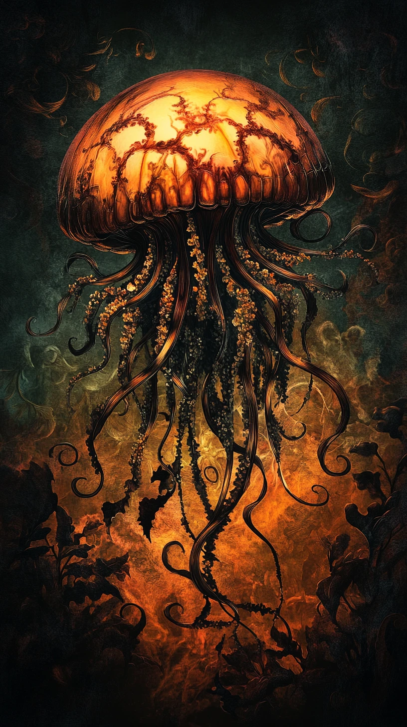 Medusa Surreal Emergente de un Abismo Oscuro y Retorcido