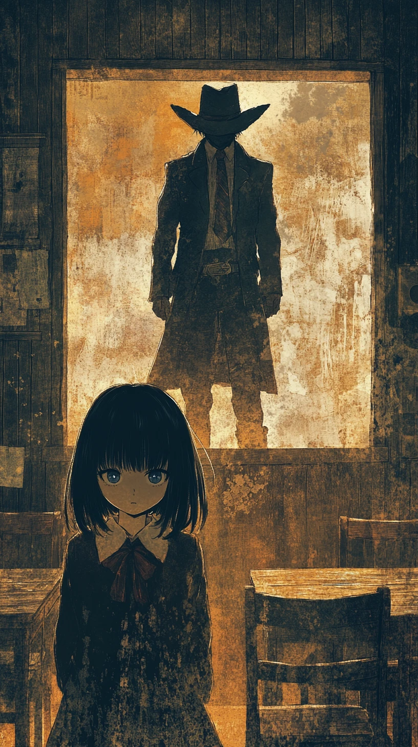 Melancholic Japanese schoolgirl in a dim classroom corner