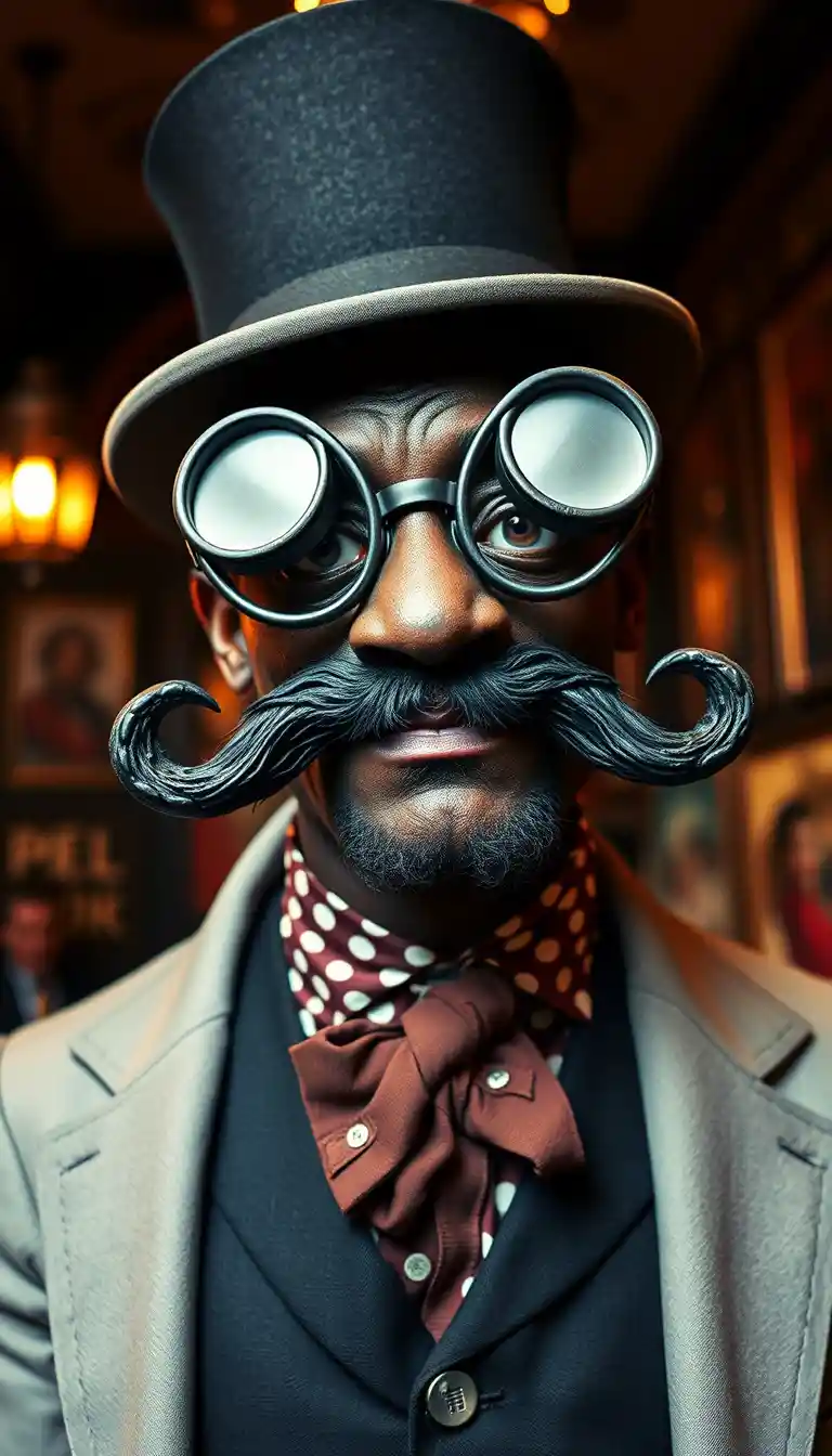 Playful African man with quirky hat in studio portrait