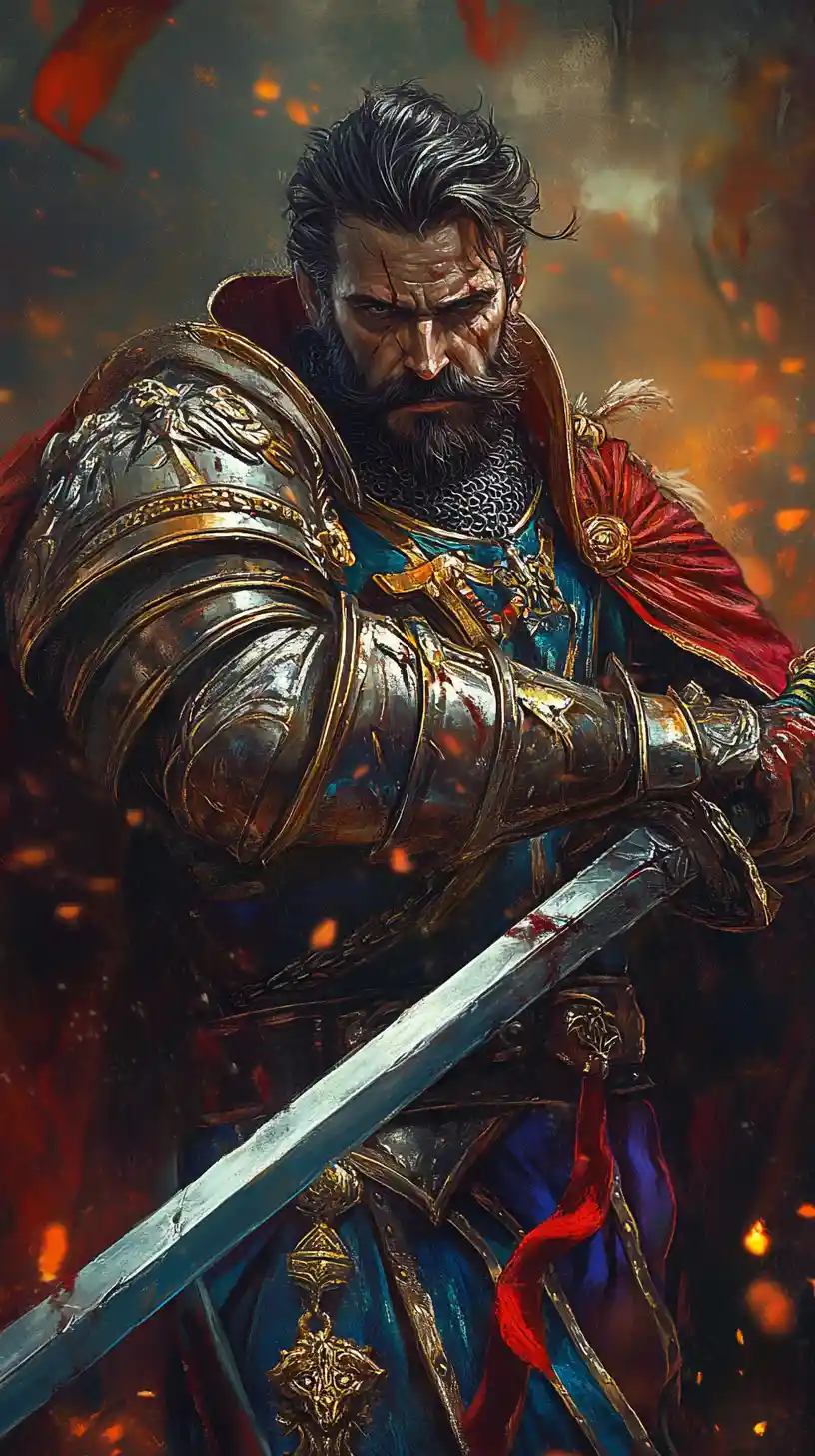 Anime Fantasy Warrior In Classic Medieval Duel Stance