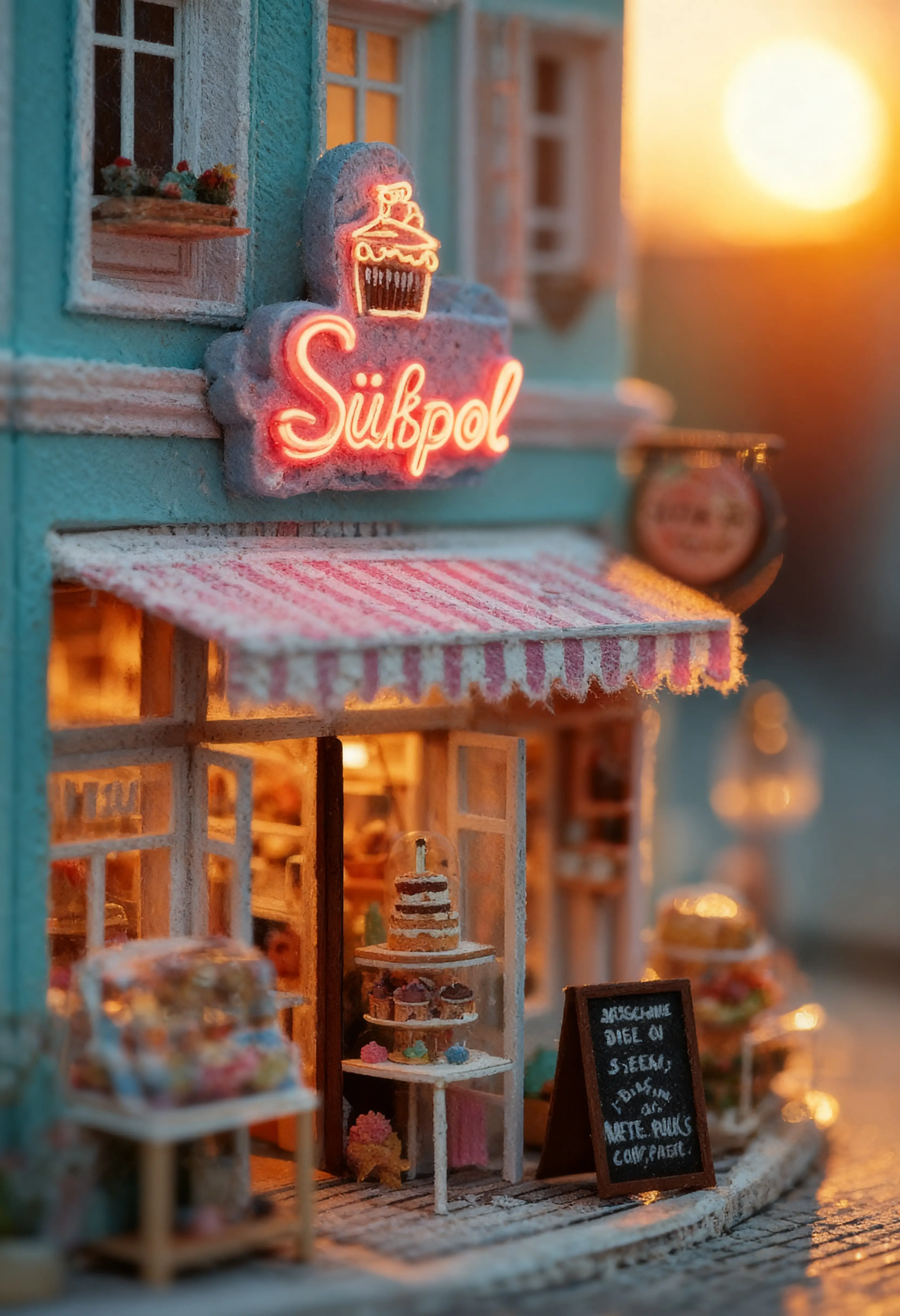 Neon city street sign glowing with the word Süßpol