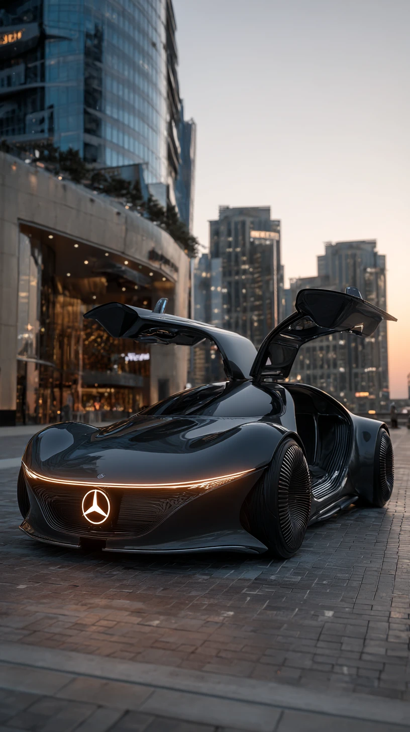 Auto Conceptual Futurista Negro en Render 3D Ultra Realista