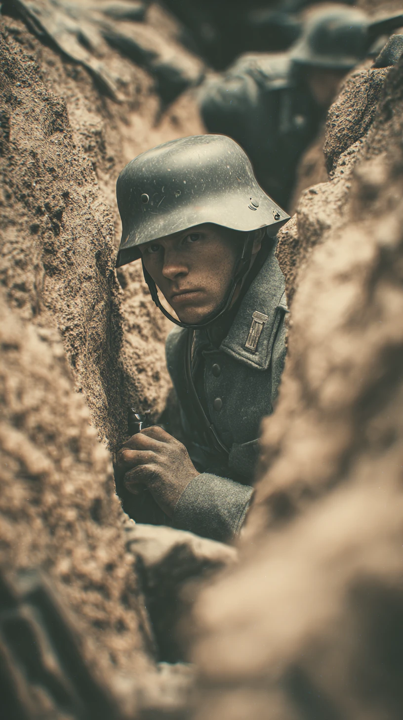 Deutsche Soldaten im Zweiten Weltkrieg in einem dramatischen Grabenkampf