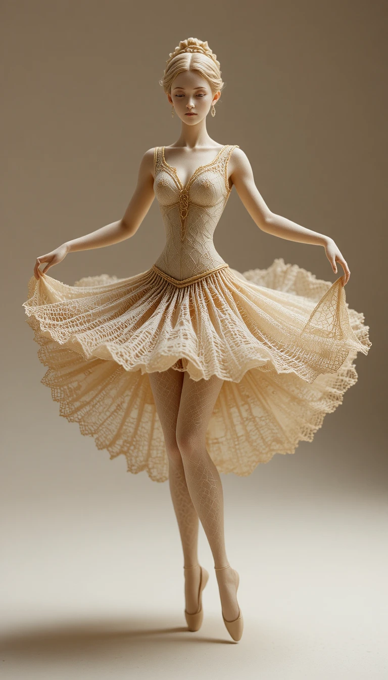 Figura de Panqueque de Encaje Intrincado de una Bailarina Dançando