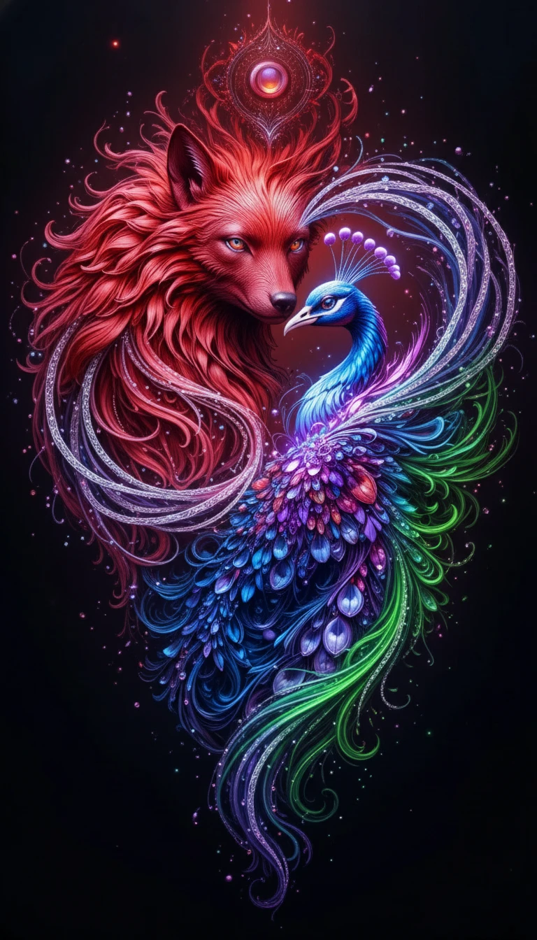 Símbolo de yin yang en forma de corazón con energía musical