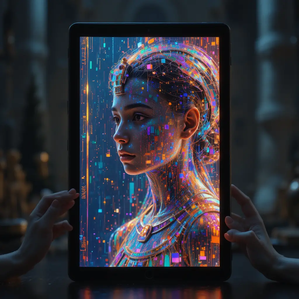 Ethereal concept art of data turning into painted light