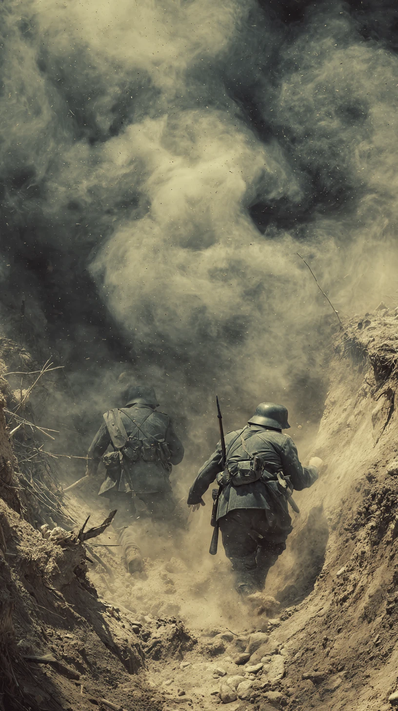 Two World War II German soldiers in trench combat