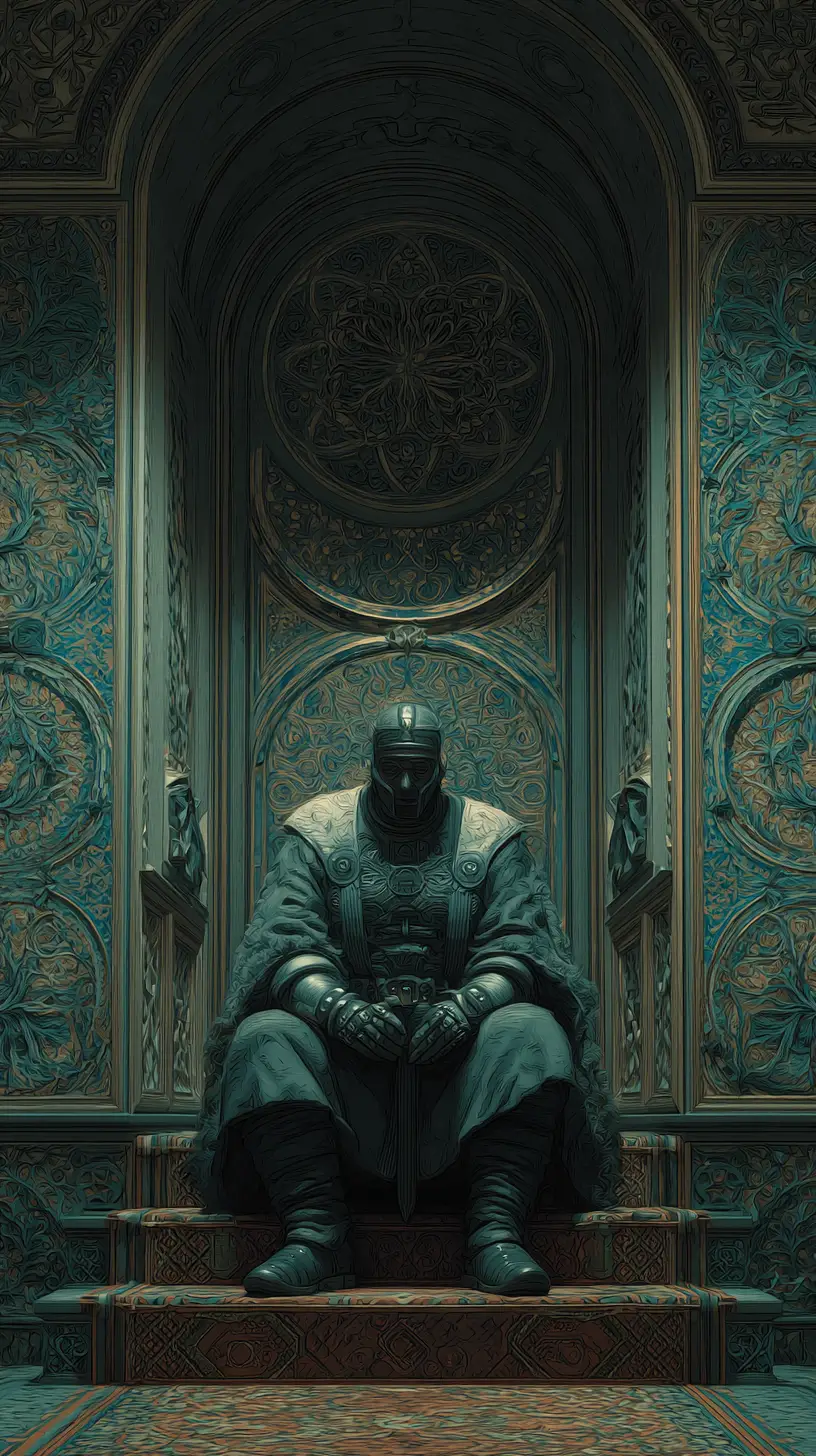 Futuristic palace guards watching over a royal bedroom