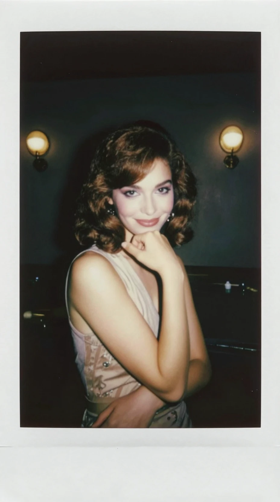 Shy Fashion Model In A 1970s Polaroid Portrait