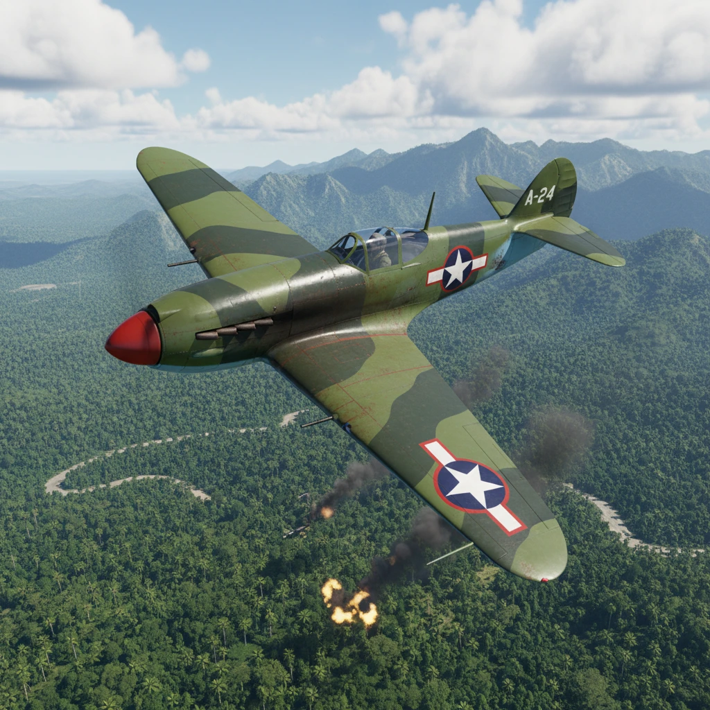 World War II fighter aircraft over the Papua sky