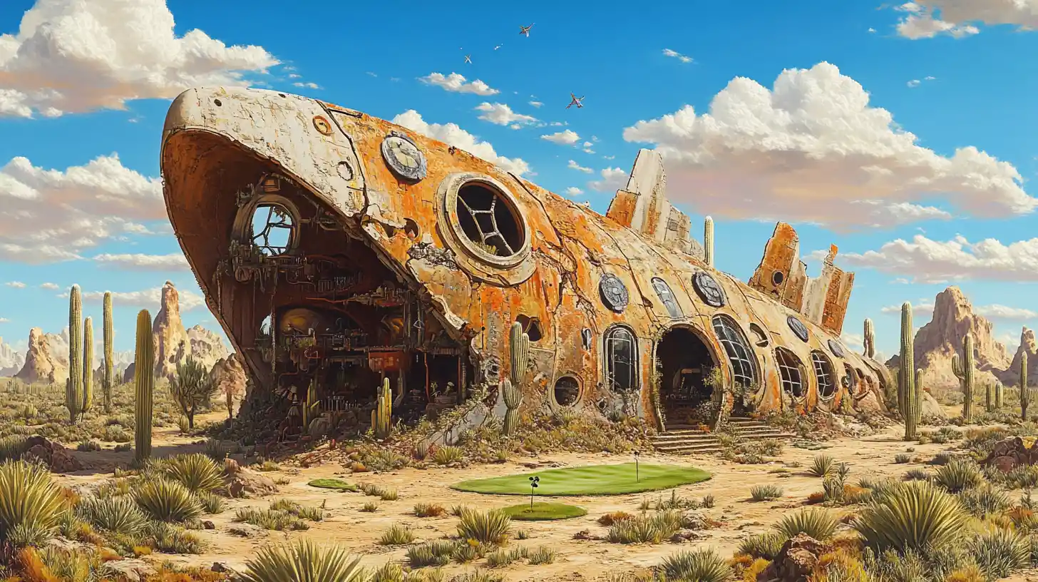 Ancient Spaceship Wreck Transformed Into Desert Fantasy Dwelling