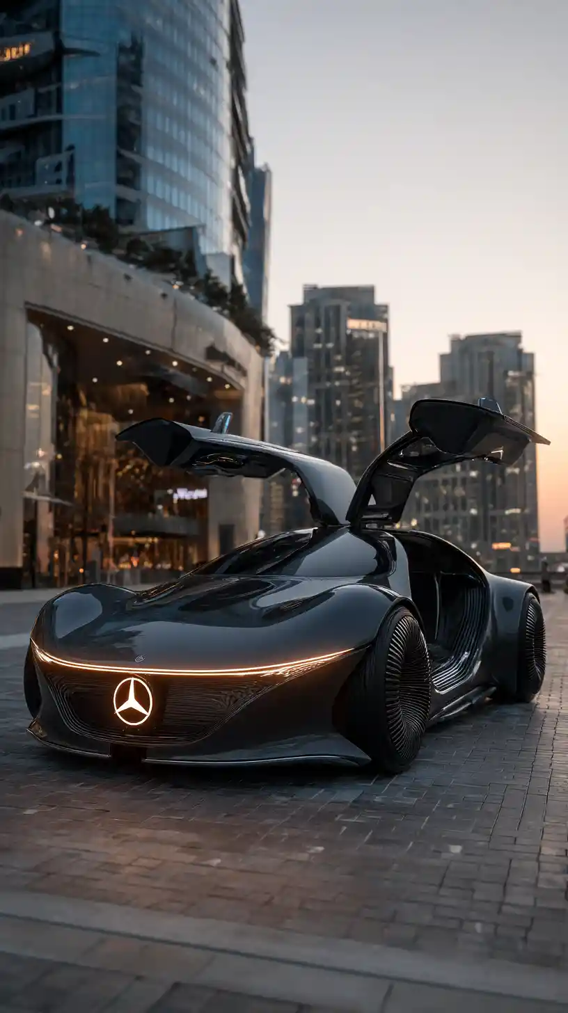 Futuristic Black Concept Car In Ultra Realistic 3D Rendering