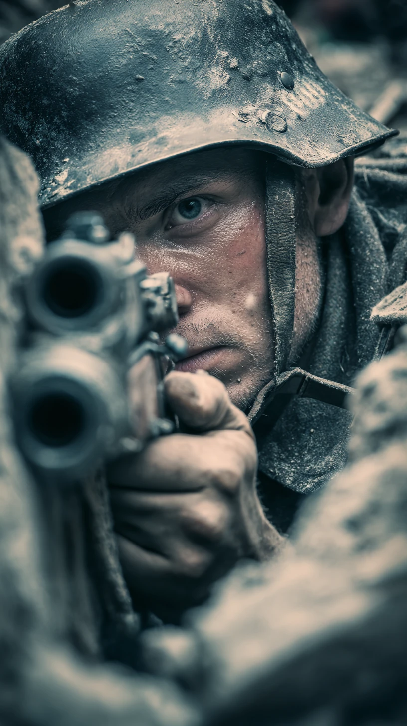 Soldati tedeschi della Seconda Guerra Mondiale che combattono in una trincea