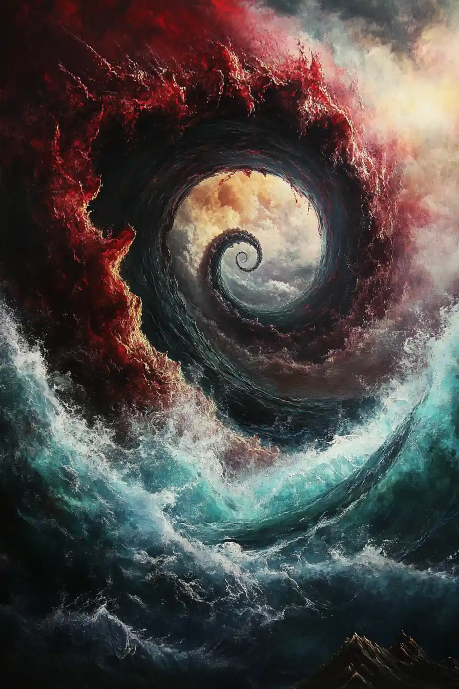 Dark abstract spiral waves suggesting an inner demanding voice