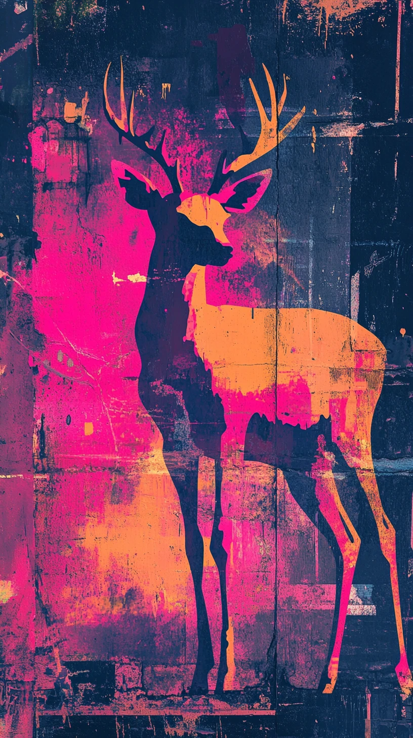 Silueta animal surreal que se funde con texturas de grafiti urbano neón
