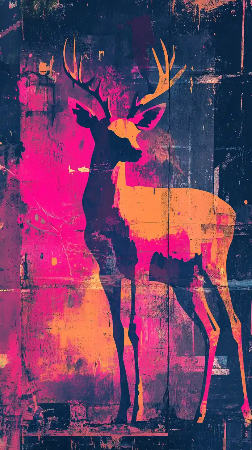 Silueta animal surreal que se funde con texturas de grafiti urbano neón