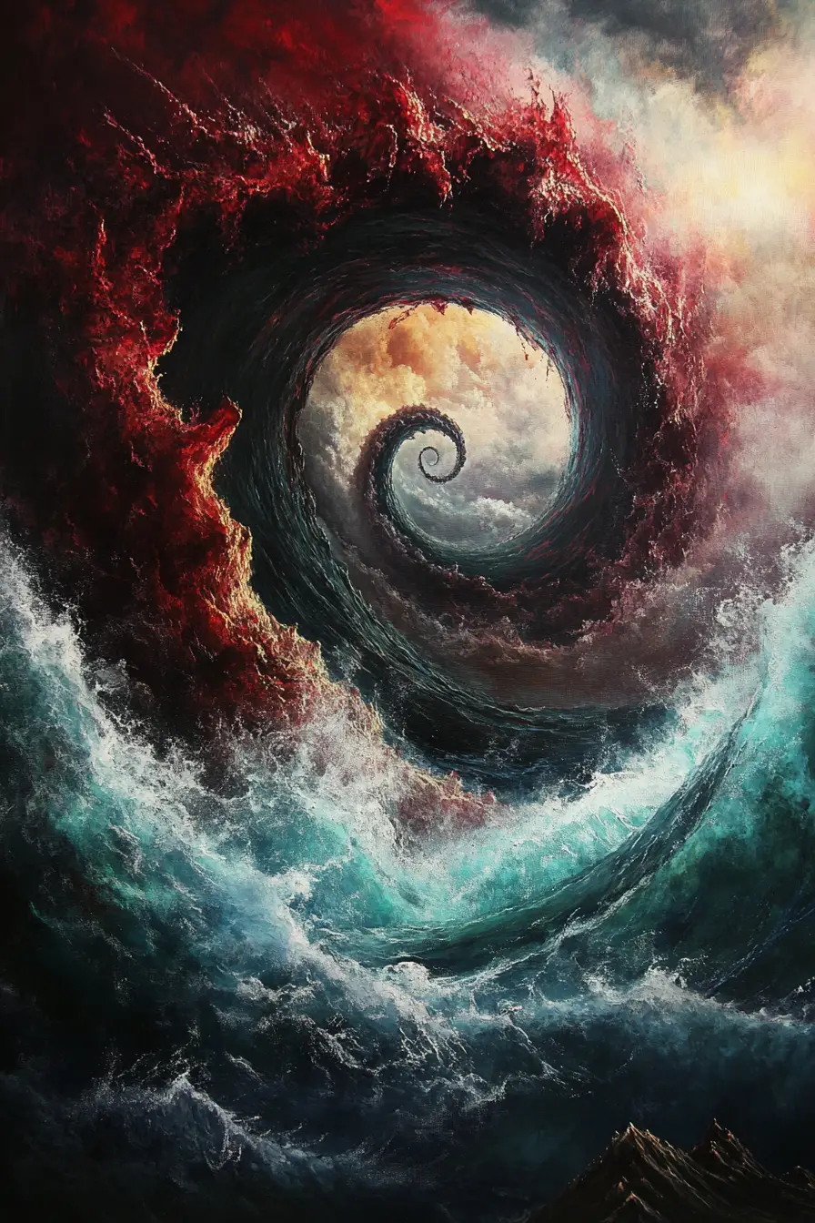 Dark abstract spiral waves suggesting an inner demanding voice