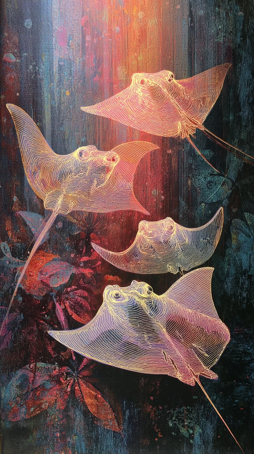 Mantas translúcidas se deslizan por una estación de metro abandonada