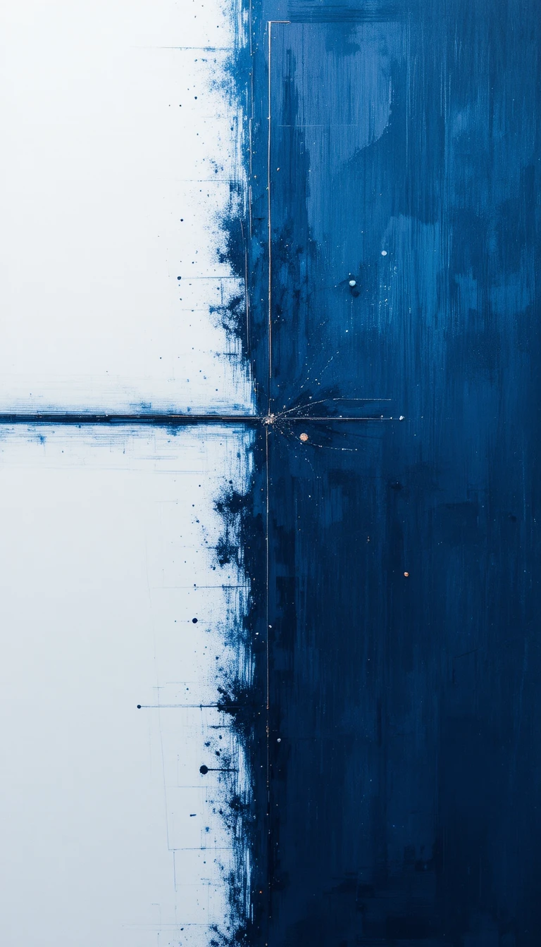 Minimal abstract blue line on white textured background