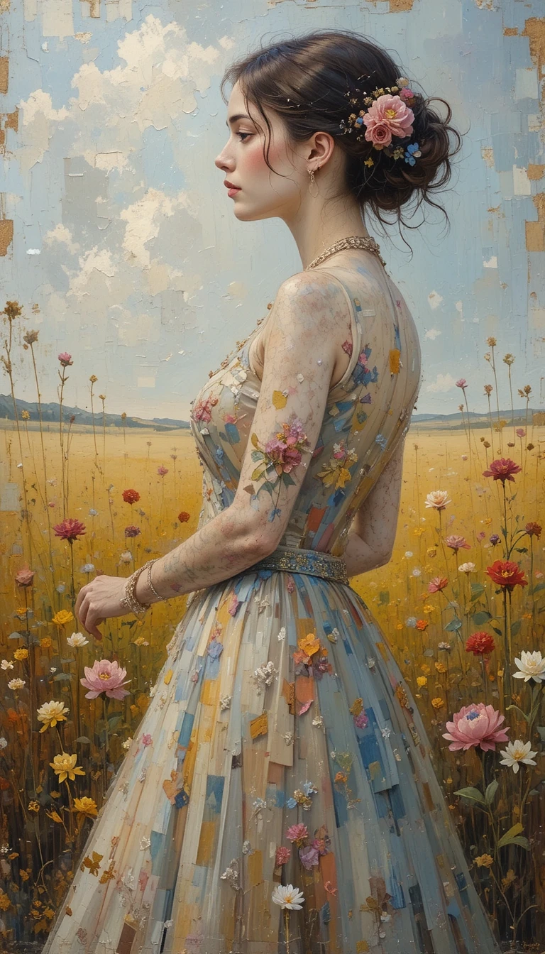 Semi abstract impressionist portrait of a beautiful woman