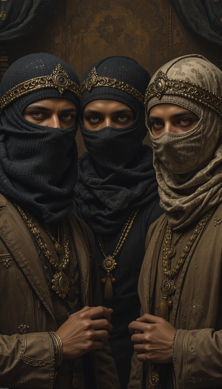 Moorish gangsters in noble renaissance inspired oil portrait