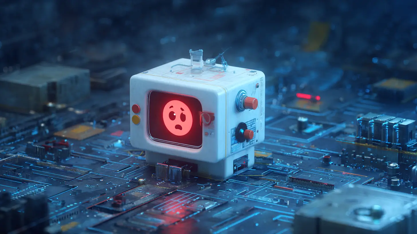 Network router with red alarm and ticking clock display