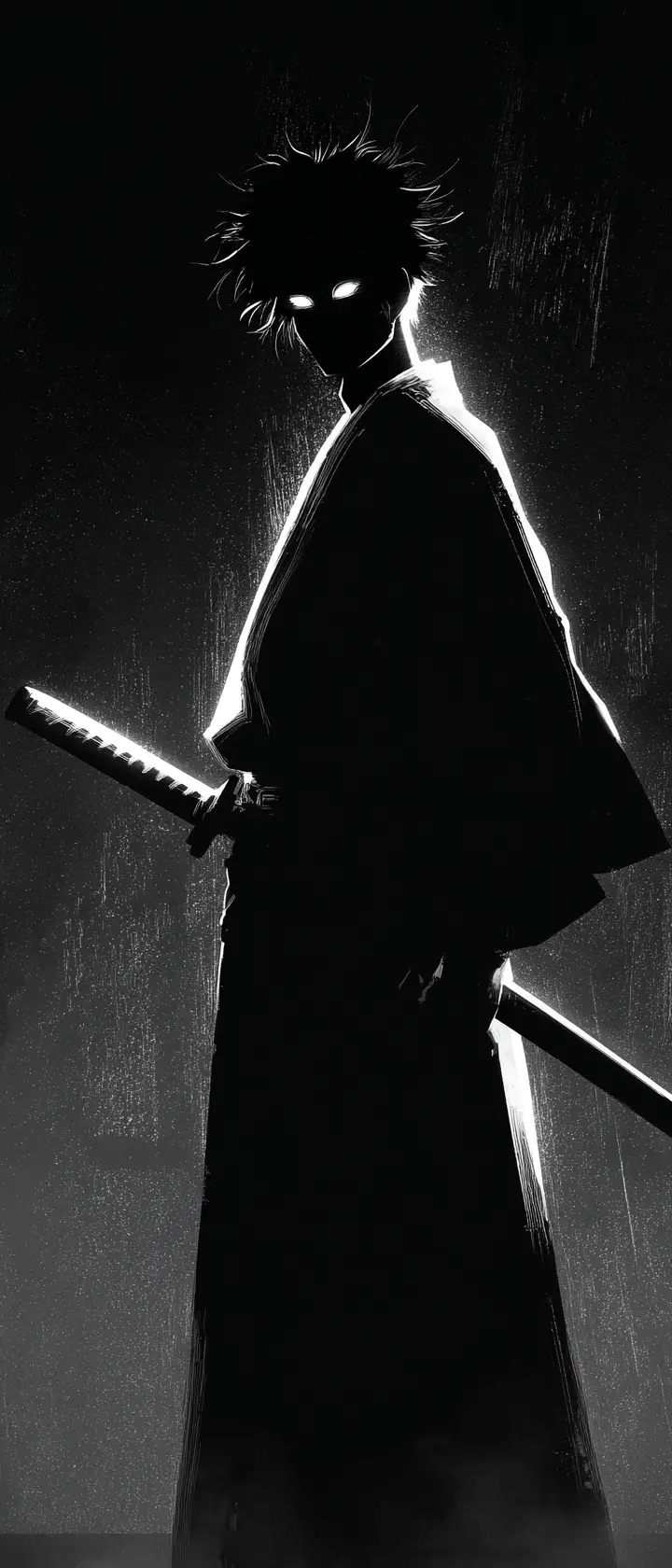 Lone samurai in inverted noir anime night