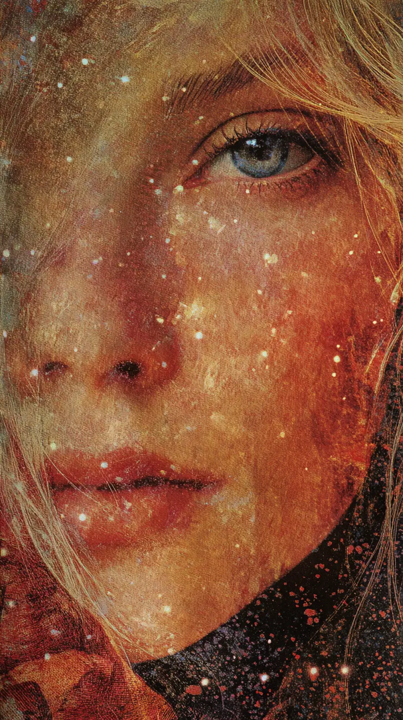 Surreal portrait of an aging dreamlike woman in ash tones