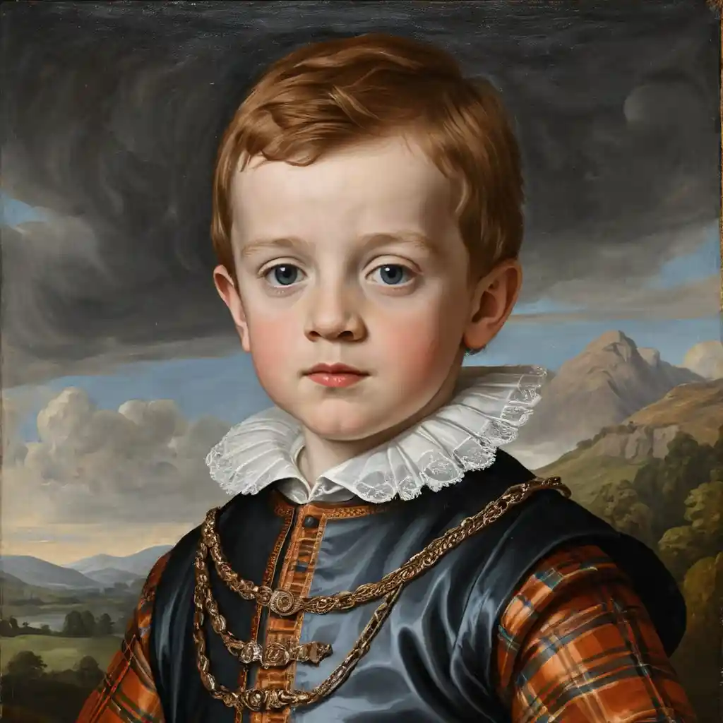 Retrato de un joven niño escocés al estilo del Renacimiento