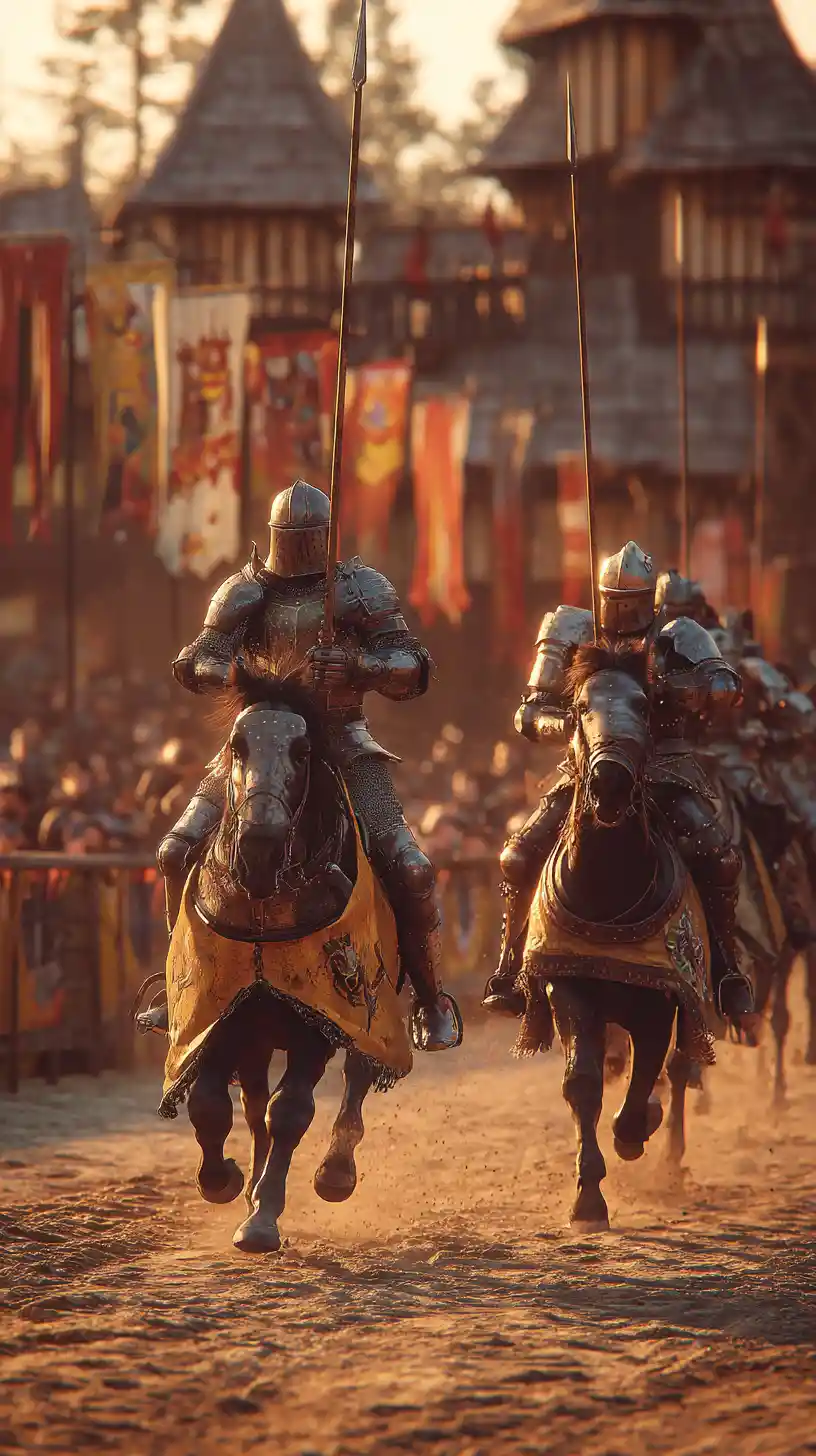 Medieval Knights Jousting In A Cinematic Tournament Arena