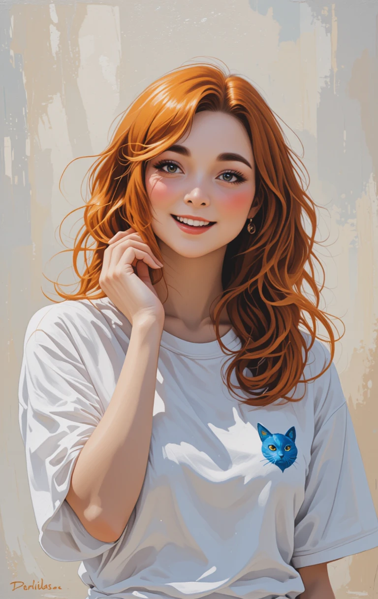 Femme confiante aux cheveux orange vifs souriant en plein air