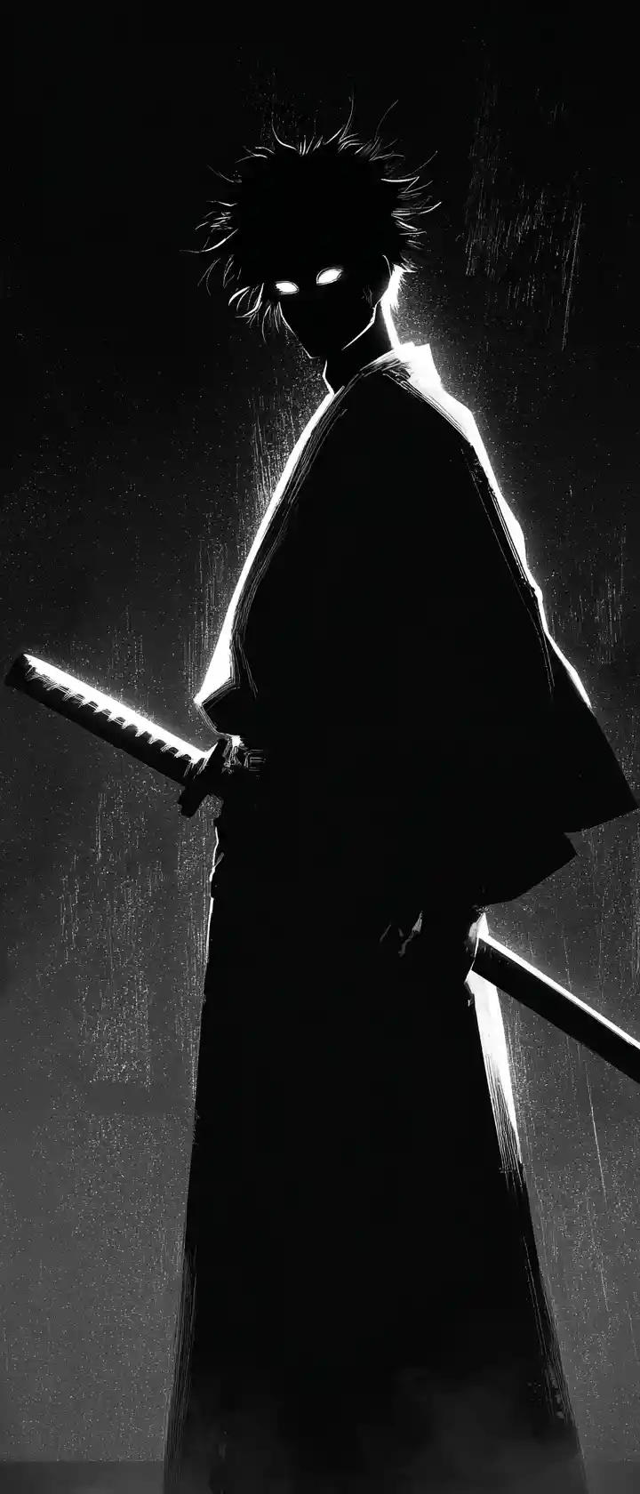 Lone samurai in inverted noir anime night