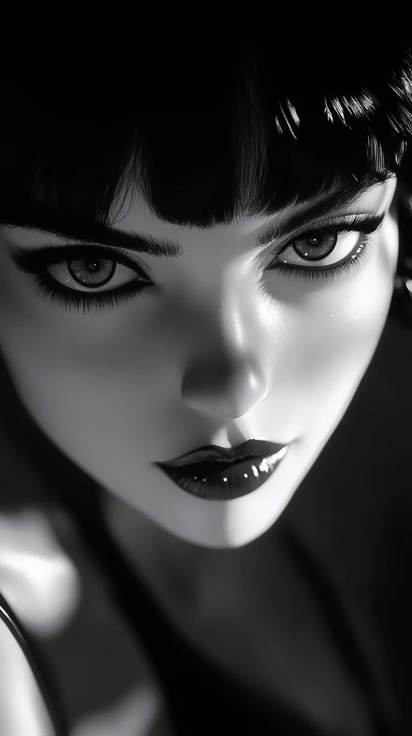 Anime woman portrait in a noir inspired nightclub scene