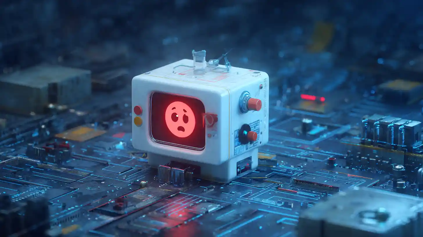 Network router with red alarm and ticking clock display