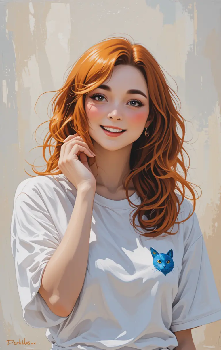 Confident woman with vibrant orange hair smiling outdoors
